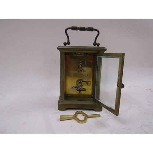 1452 - BRASS CASED CARRIAGE CLOCK, 12CM H