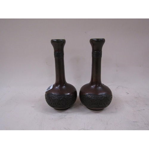 1460 - PAIR OF ORIENTAL BRONZE VASES, 16CM H