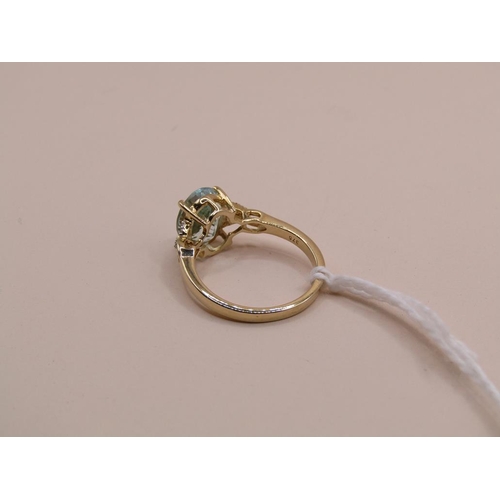 1609 - GOLD AQUAMARINE RING SIZE O