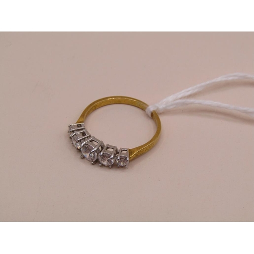 1612 - GOLD ON SILVER 5 STONE CZ RING SIZE O