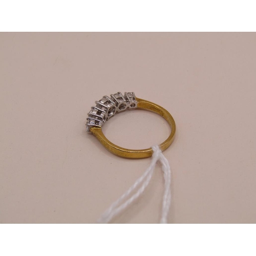 1612 - GOLD ON SILVER 5 STONE CZ RING SIZE O