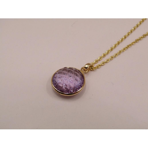 1620 - 18ct AMETHYST PENDANT ON SILVER GILT CHAIN