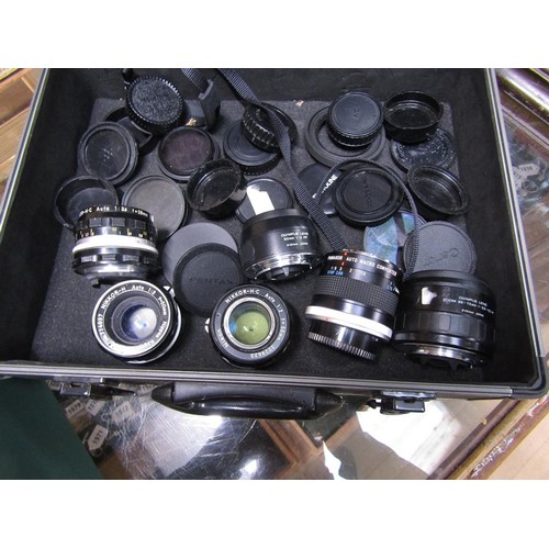 1342 - BOX OF CAMERAS AND EQUIPMENT INCL BROWNIE CAMERAS