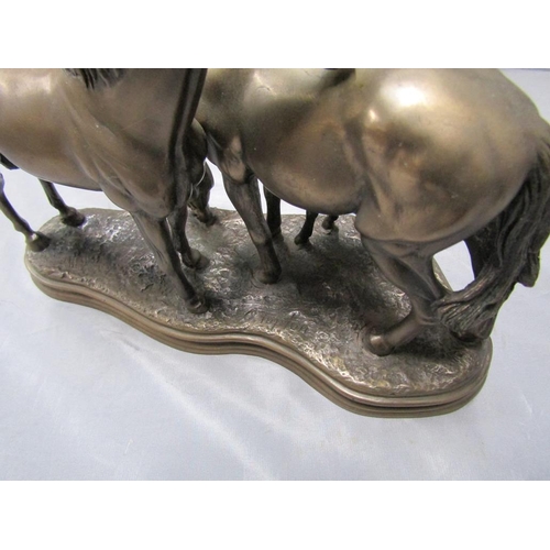 8 - TWO BRONZED RESIN MODELS - HORSES AND FOALS