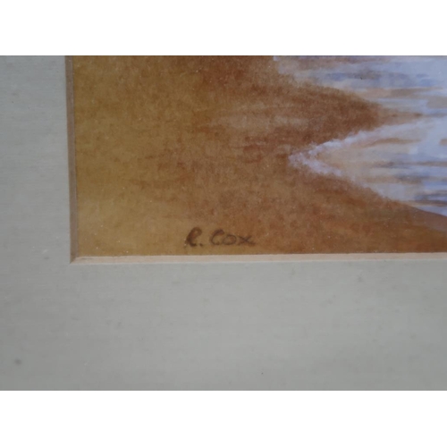 1201 - RUTH COX - TWO CHILDREN ON A BEACH, & TRACTOR, WATERCOLOURS, F/G, SIGNED, EACH APPROX 25CM X 20CM