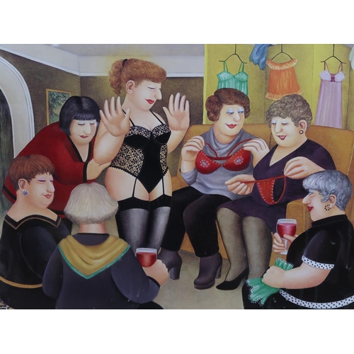 1211 - BERYL COOK - THE LINGERIE PARTY, COLOURED PRINT, F/G, 52CM X 56CM