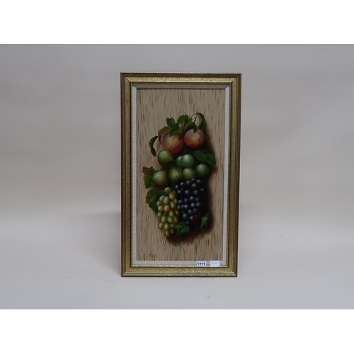 1213 - CARL WERNER - STILL LIFE FRUIT, OIL ON BOARD, FRAMED, 57CM X 28CM