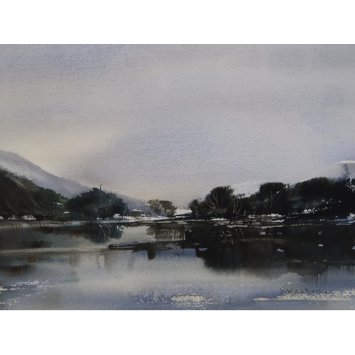 1216 - D WESTON - WINTER RIVERSCAPE, SIGNED WATERCOLOUR, F/G, 21CM X 29CM