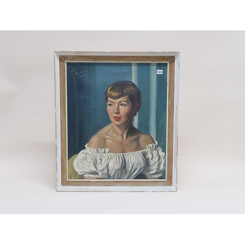 1223 - RONALD KIRBY 1934 - PORTRAIT OF A LADY, OIL ON CANVAS, FRAMED, 65CM X 55CM