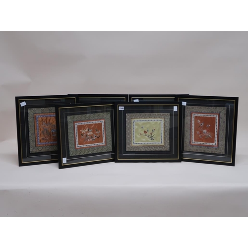 1240 - SERIES OF SIX ORIENTAL FRAMED SILKWORK PANELS