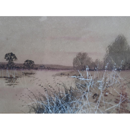 1245 - F VINCENT - SEPIA WATERCOLOUR, RIVERSCAPE, F/G, 17CM X 25CM; M MANN - WATERCOLOUR, TWO FIGURES LEADI... 