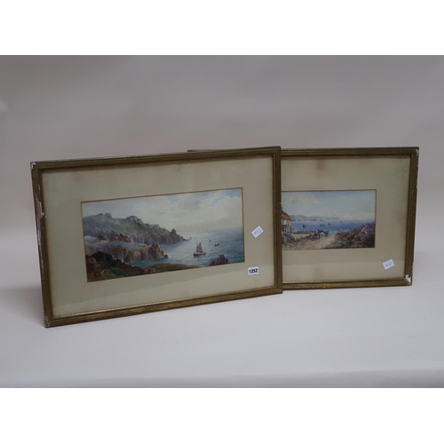 1252 - J C UREN 1880 - TWO COASTAL SUBJECTS, BOTH WATERCOLOURS, F/G, 19CM X 42CM