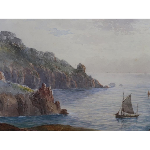 1252 - J C UREN 1880 - TWO COASTAL SUBJECTS, BOTH WATERCOLOURS, F/G, 19CM X 42CM