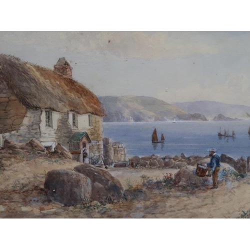 1252 - J C UREN 1880 - TWO COASTAL SUBJECTS, BOTH WATERCOLOURS, F/G, 19CM X 42CM