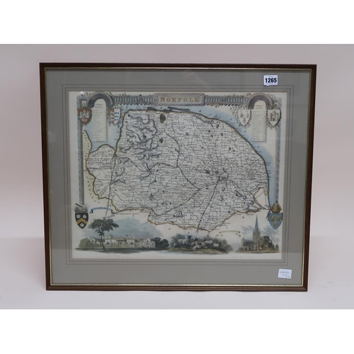 1265 - TWO FRAMED COLOURED MAPS - NORFOLK & LONDON AND ITS ENVIRONS