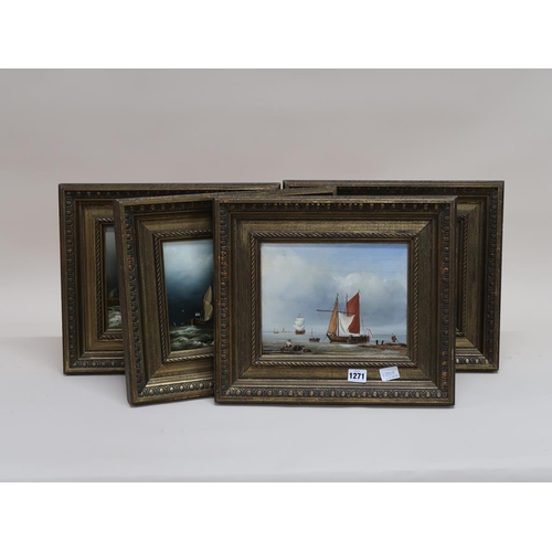 1271 - A J SONNICKSEN - FOUR PAINTINGS OF VARIOUS SAILING BOATS, EACH 19CM X 25CM