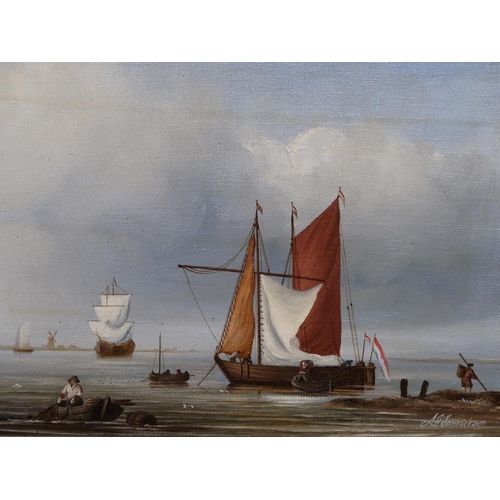 1271 - A J SONNICKSEN - FOUR PAINTINGS OF VARIOUS SAILING BOATS, EACH 19CM X 25CM