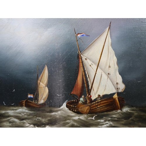 1271 - A J SONNICKSEN - FOUR PAINTINGS OF VARIOUS SAILING BOATS, EACH 19CM X 25CM