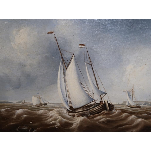 1271 - A J SONNICKSEN - FOUR PAINTINGS OF VARIOUS SAILING BOATS, EACH 19CM X 25CM