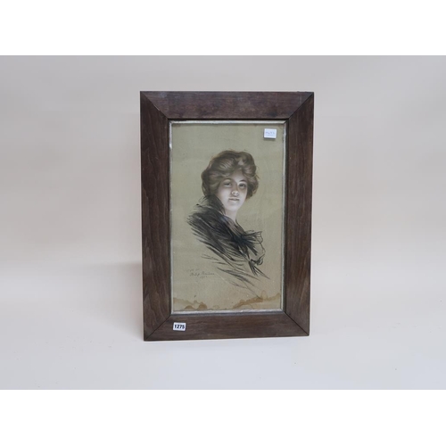 1275 - PHILLIP BOILEAU 1903 - FRAMED COLOURED PRINT, PORTRAIT OF A LADY, 48CM X 28CM