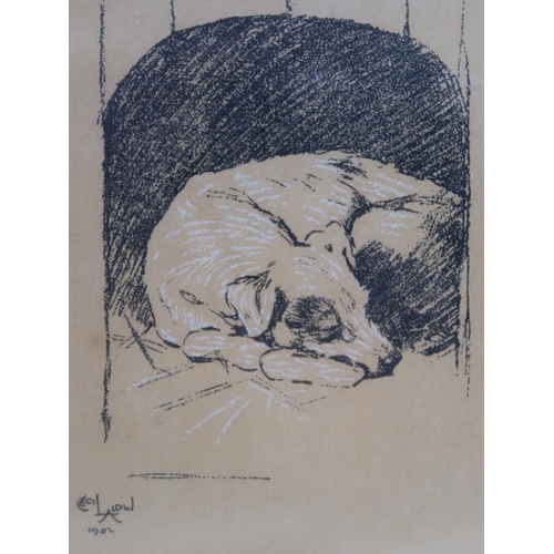 1276 - CECIL ALDIN - TWO FRAMED COLOURED PRINTS, DOGS, EACH 14CM X 10CM