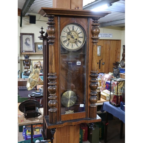 1282 - LATE VICTORIAN WALNUT VIENNA TYPE WALL CLOCK, 96CM H