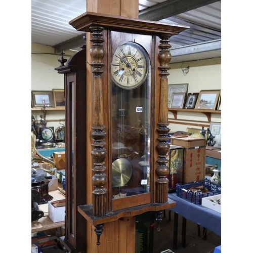 1282 - LATE VICTORIAN WALNUT VIENNA TYPE WALL CLOCK, 96CM H