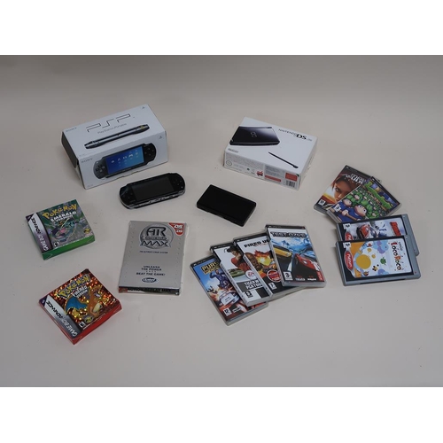 1298 - PSP AND DS LITE CONSOLES WITH GAMES ETC