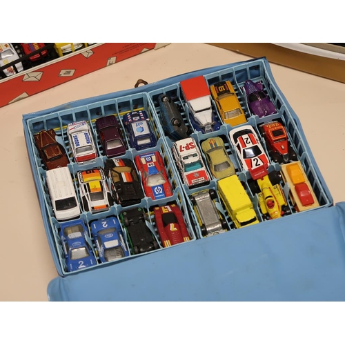 1314 - BOX OF MATCHBOX DIECAST VEHICLES, POSTMAN PAT SET, ACTION FORCE BOX WITH VARIOUS TOY VEHICLES