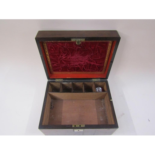 1387 - 19C ROSEWOOD VENEERED WRITING BOX, 30CM W