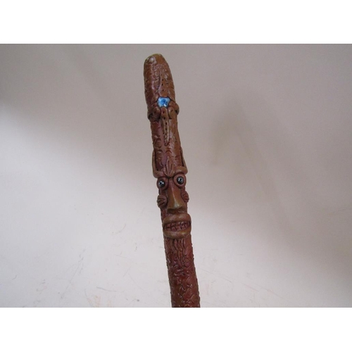 1423 - ORIENTAL AFRICAN LEATHER AND JEWELLED WALKING STICK