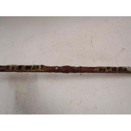 1423 - ORIENTAL AFRICAN LEATHER AND JEWELLED WALKING STICK