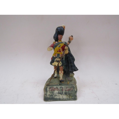 1444 - ADVERTISING WHITE LABEL FIGURE OF A SCOTTISH LAND MASTER, 25CM H