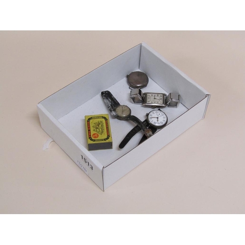 1513 - FOUR SILVER CASED WATCH MOVEMENTS AND A FOB WATCH