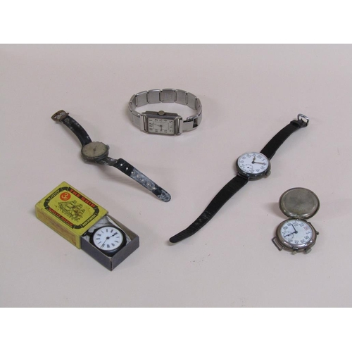 1513 - FOUR SILVER CASED WATCH MOVEMENTS AND A FOB WATCH