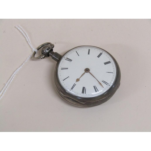 1517 - SILVER CASED VERGE POCKET WATCH J A ROACH LONDON, 1860