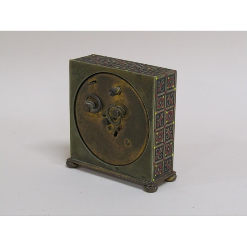 1524 - GILT METAL AND ENAMEL ALARM CLOCK