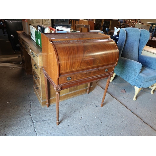 553 - REPRODUCTION INLAID CYLINDER BUREAU