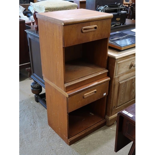 608 - TWO TEAK BEDSIDE CUPBOARDS