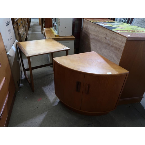 630 - TEAK CORNER CUPBOARD AND TABLE