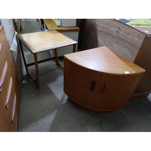 630 - TEAK CORNER CUPBOARD AND TABLE