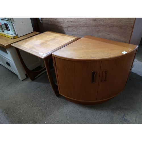 630 - TEAK CORNER CUPBOARD AND TABLE