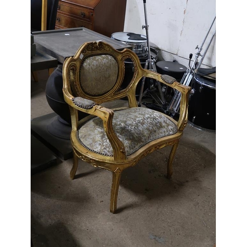 664 - GILT FRAMED TUB CHAIR