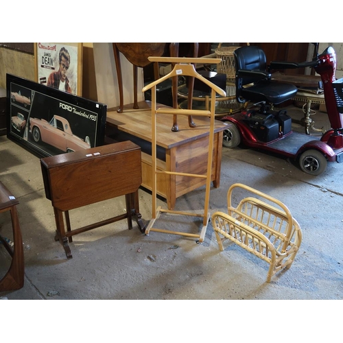 741 - MAGAZINE RACK, VALET STAND AND DROP LEAF TABLE