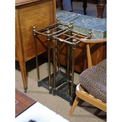 746 - TWO VICTORIAN BRASS AND METAL STICK STANDS