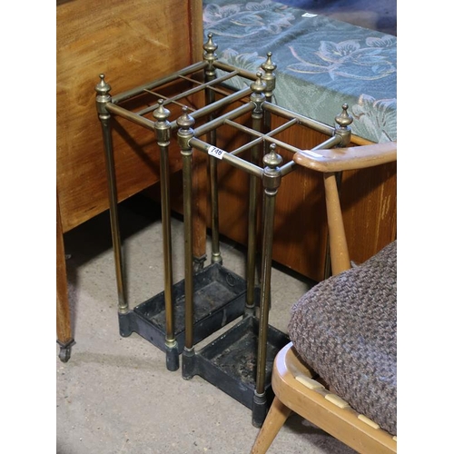 746 - TWO VICTORIAN BRASS AND METAL STICK STANDS