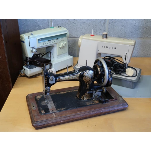 758 - THREE SEWING MACHINES