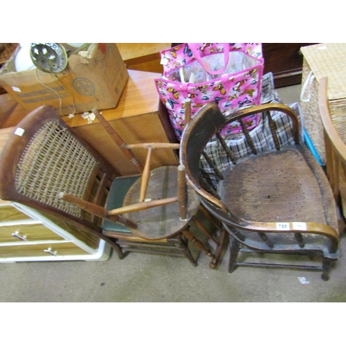 785 - THREE ERCOL CHAIRS AND THREE VICTORIAN CHAIRS