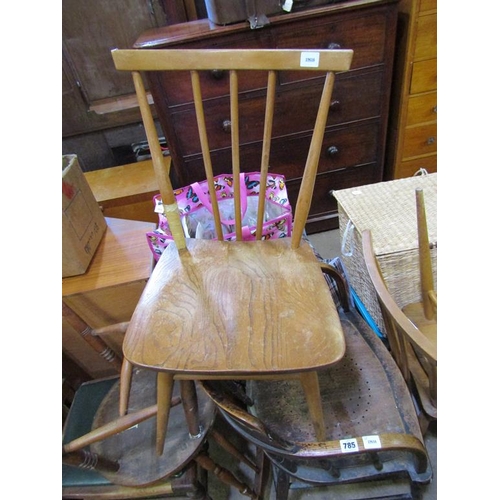 785 - THREE ERCOL CHAIRS AND THREE VICTORIAN CHAIRS