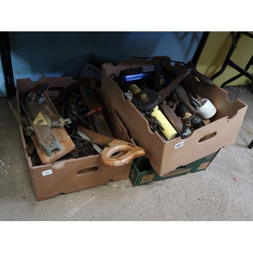 907 - THREE BOXES OF TOOLS